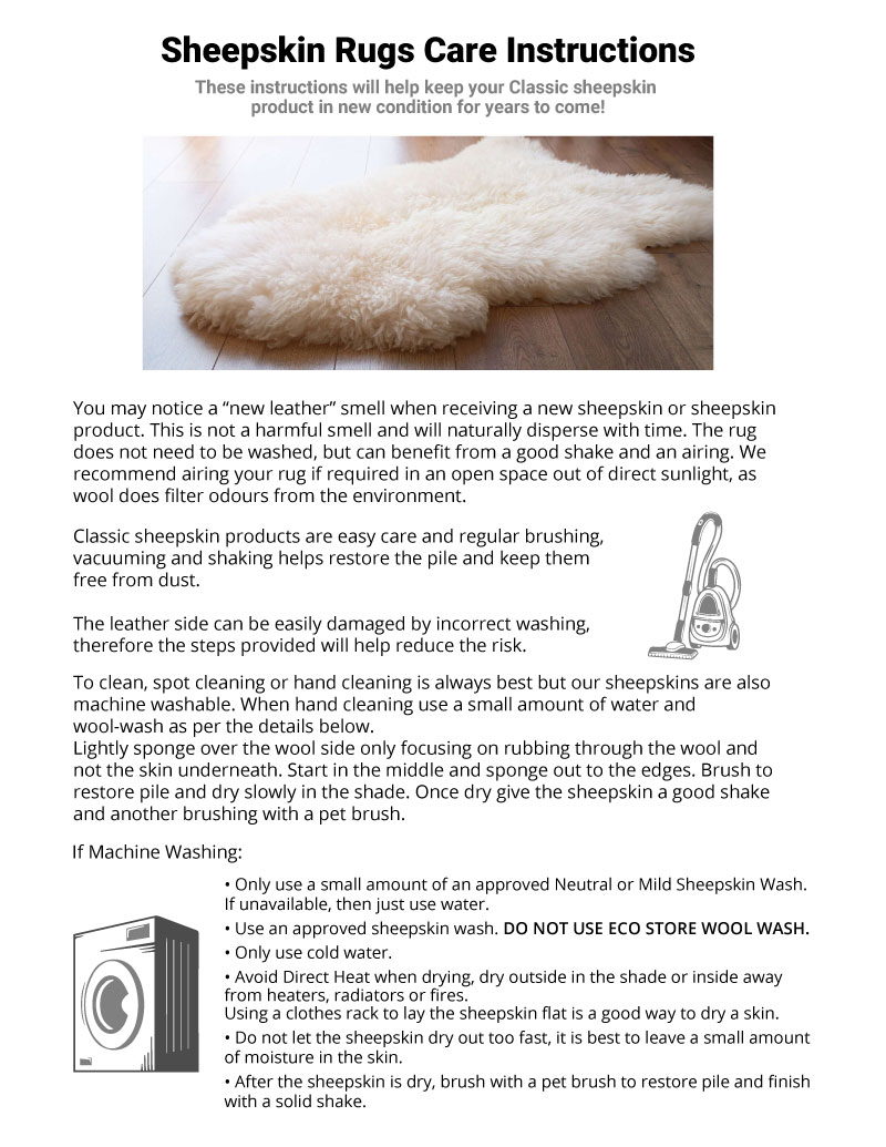 Sheepskin Care Instructions